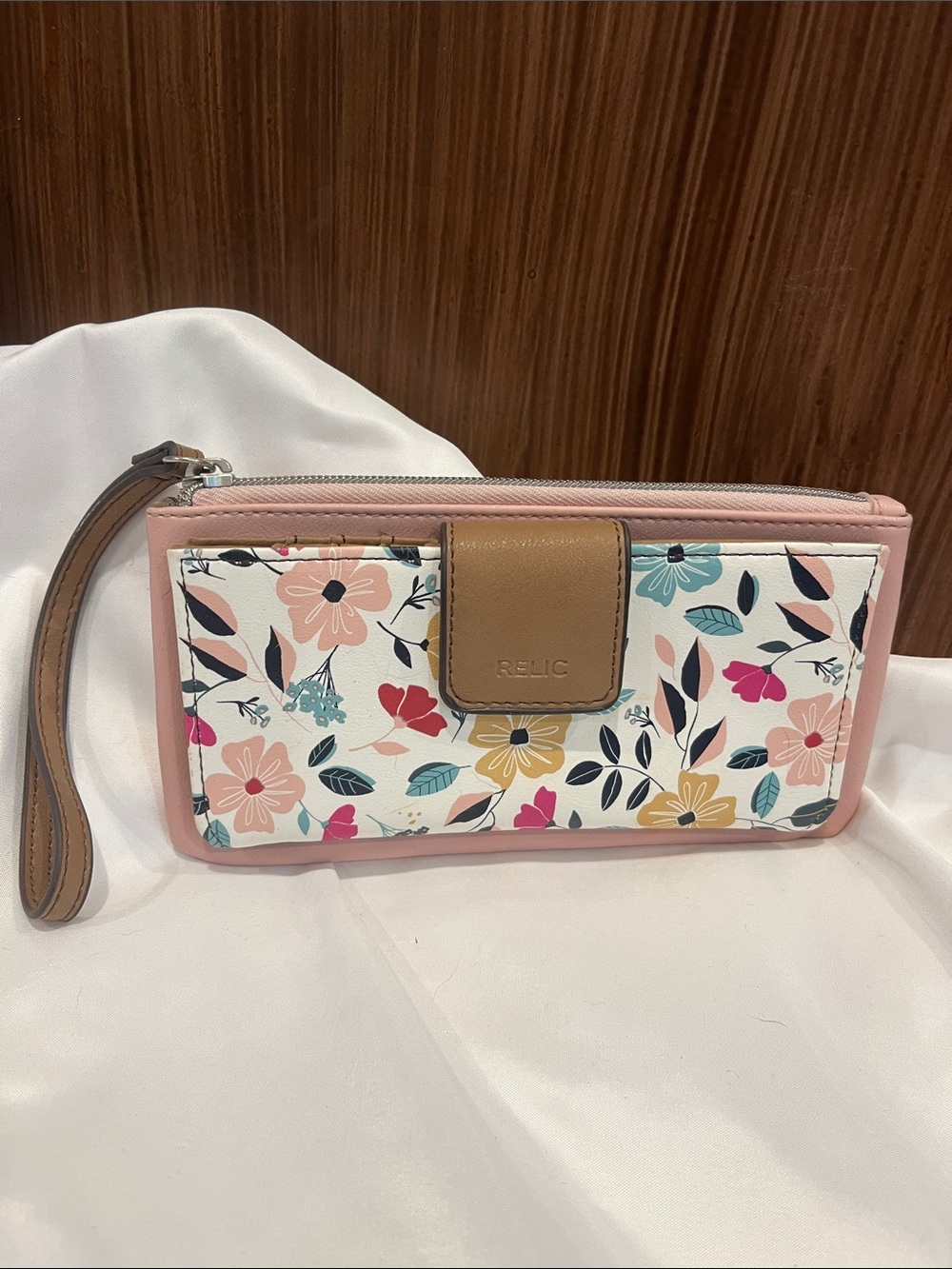 Relic Pink and Floral Print Wristlet